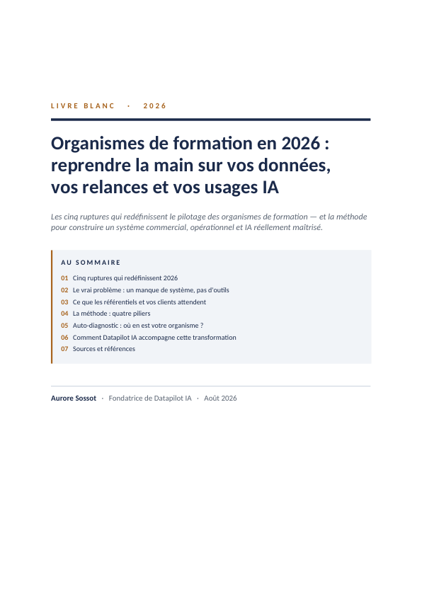 Couverture du livre blanc Datapilot IA : Reprendre la main sur vos données, vos relances et vos usages IA